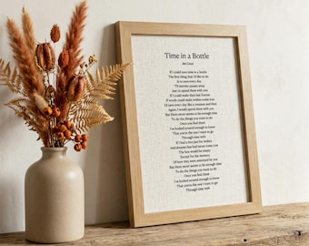 Wedding First Dance Song Lyrics Print Framed Linen Fabric for 4th Anniversary Gift, Custom Music Print
