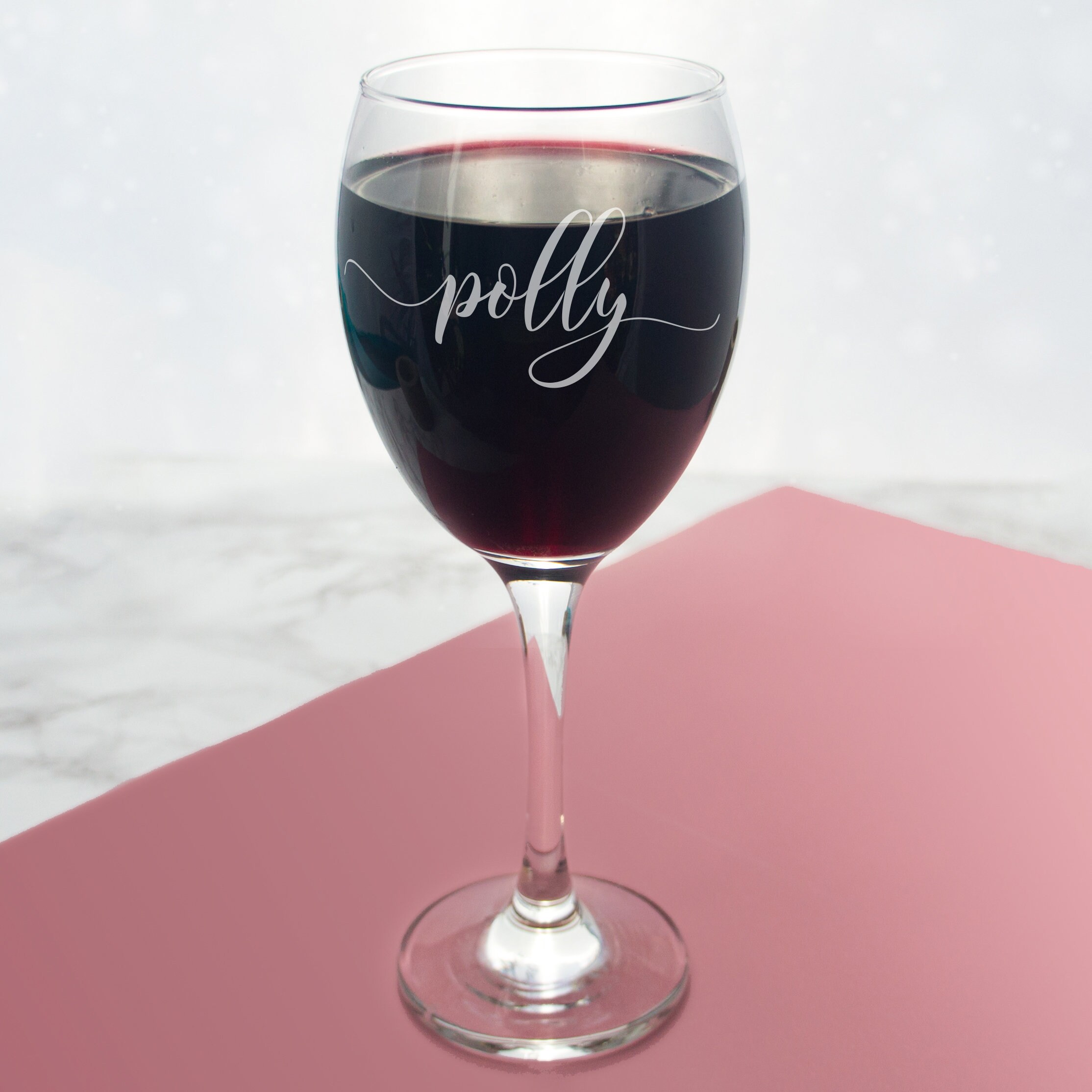 Wine Glass Personalised With Name in Script Text Gift for Etsy UK