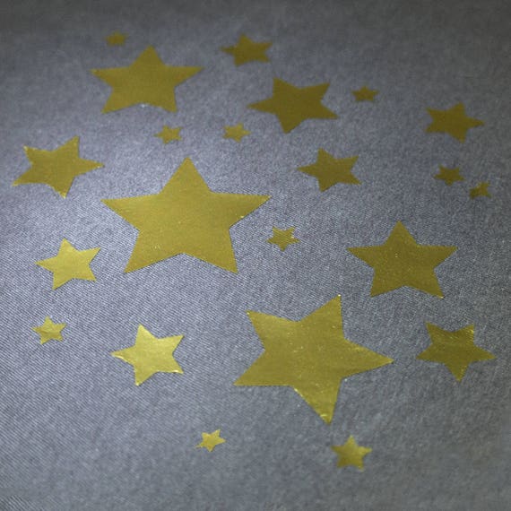 Iron on Gold Stars Transfers 45x Pack Iron-on Metallic Star Heat Transfer  Vinyl Fabric Clothes Clothing Silver Stars Holiday Decorations 