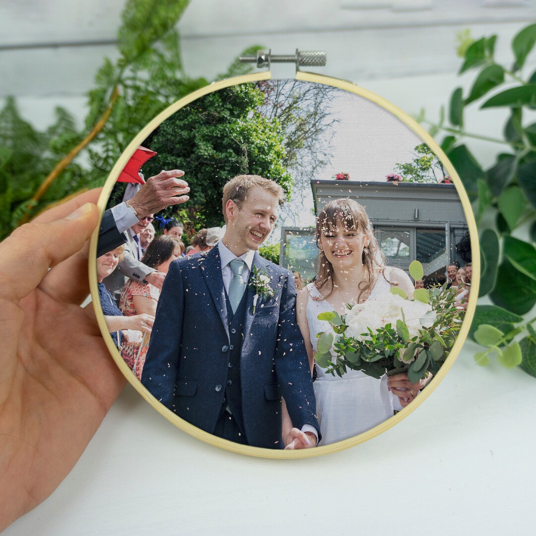 Photo Embroidery Hoop With Custom Photograph. 2nd Cotton Wedding ...