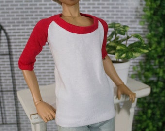 1/4 MSD Red and white baseball tee for slim MSD minifee dc kid  BJD