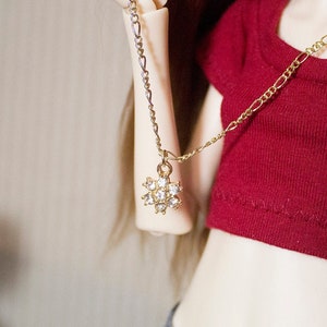 Gold und Glas Diamant Blume Charm Halskette für BJD