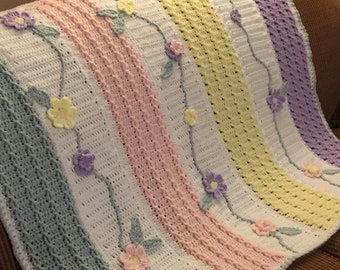 Gorgeous Gardens Baby Blanket or Lapghan Crochet PATTERN
