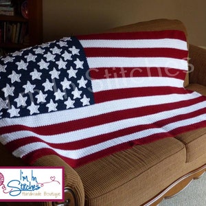 PATTERN American Flag Crochet Blanket PATTERN image 1