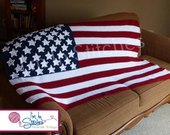 PATTERN American Flag Crochet Blanket PATTERN