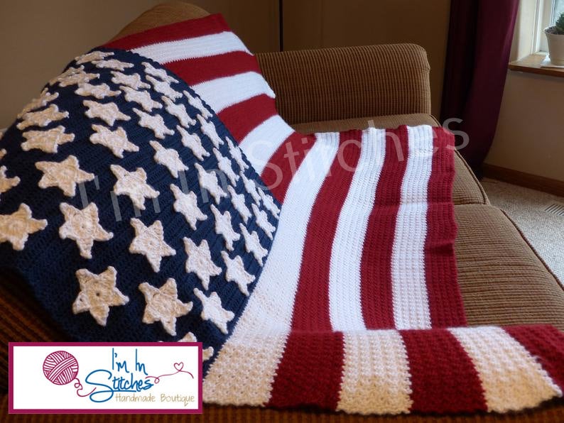 PATTERN American Flag Crochet Blanket PATTERN image 3