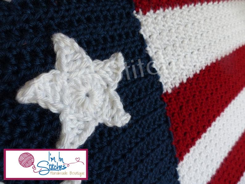 PATTERN American Flag Crochet Blanket PATTERN image 2