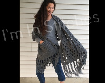 Lattice Pocket Shawl Crochet Pattern