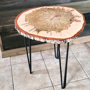 Set of 2 Ambrosia Maple End Tables, Live Edge Curly Maple Side Tables, Rustic Modern Accent Tables, Farmhouse Decor, 21&quot; x 19&quot;