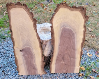 28-Inch Live Edge Black Walnut Slabs, Planed and Sanded Walnut Boards, DIY Project Wood