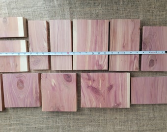 12 Eastern Red Cedar Turning Blanks, Cutoff's, Off-cut's, Planed, Walnut Wood Blocks