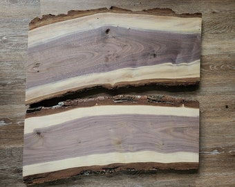 24" Black Walnut Live Edge Slabs: DIY Floating Shelves, Planed & Sanded (Set of 2)