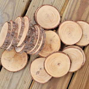 20 Pine Tree Slices, Rustic Wedding Decor, Table Decorations, DIY Ornaments, Live Edge Wood Coasters image 5