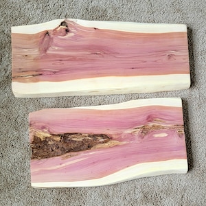 Eastern Red Cedar Slabs: Planed & Sanded Live Edge Boards - 24-28 Inch