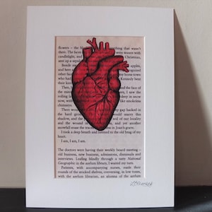 The Bell Jar Kunstdruck anatomisches Herz Sylvia Plath montiert Buchseite Ich bin, ich bin, ich bin.