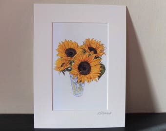 Sunflowers mounted art print painting