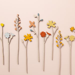 Individual Large Wooden Flower Stems - Wooden Meadow Flowers - Laser cut Flowers