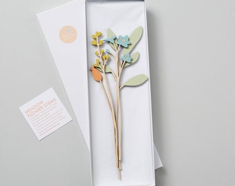 Wooden Flower Set - Laser cut wooden flowers - Forget-me-not Wooden Flower Set - Mother's Day Gift