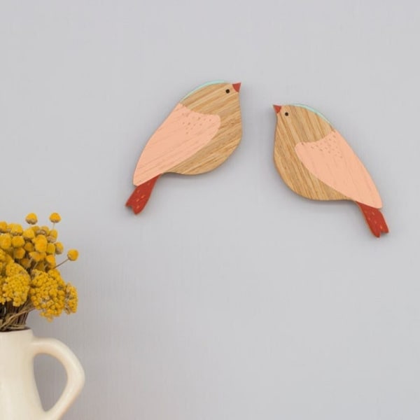 Wooden Wall Birds - Redstart Wooden Birds - Nursery Decor