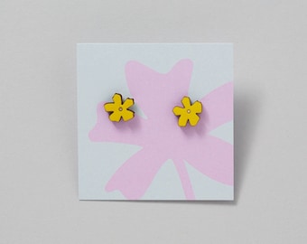 Wooden Flower Earrings - Speedwell style