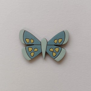 Broche de borboleta - Broche de borboleta de madeira - Azul salpicado