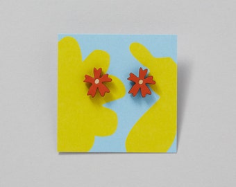 Wooden Flower Earrings - Daisy Small