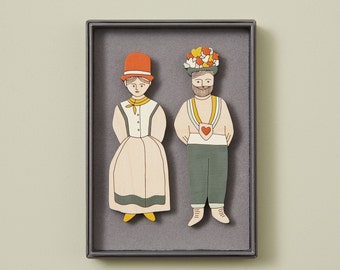 Folk People Wooden Wall Hangings - Anniversary Gift - Wedding Gift
