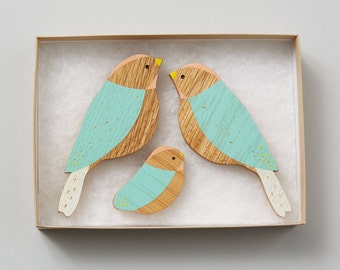 Wooden Wall Birds - ONE BABY Family Sets - New Baby Gift - Baby Shower Gift - Nursery Decor