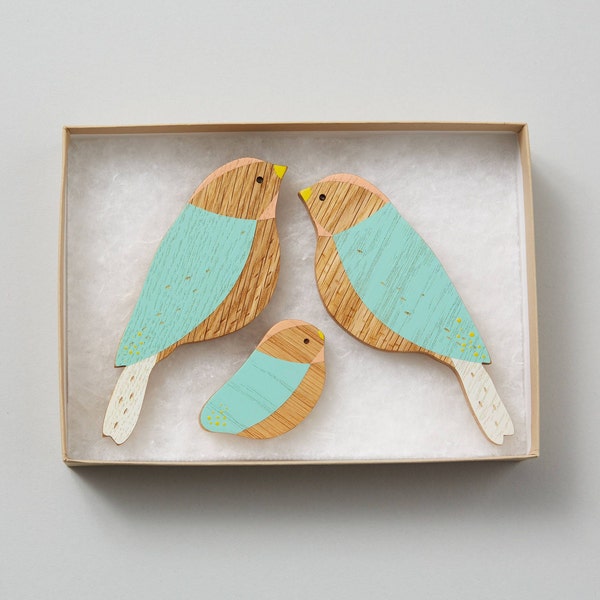 Wooden Wall Birds - ONE BABY Family Sets - New Baby Gift - Baby Shower Gift - Nursery Decor