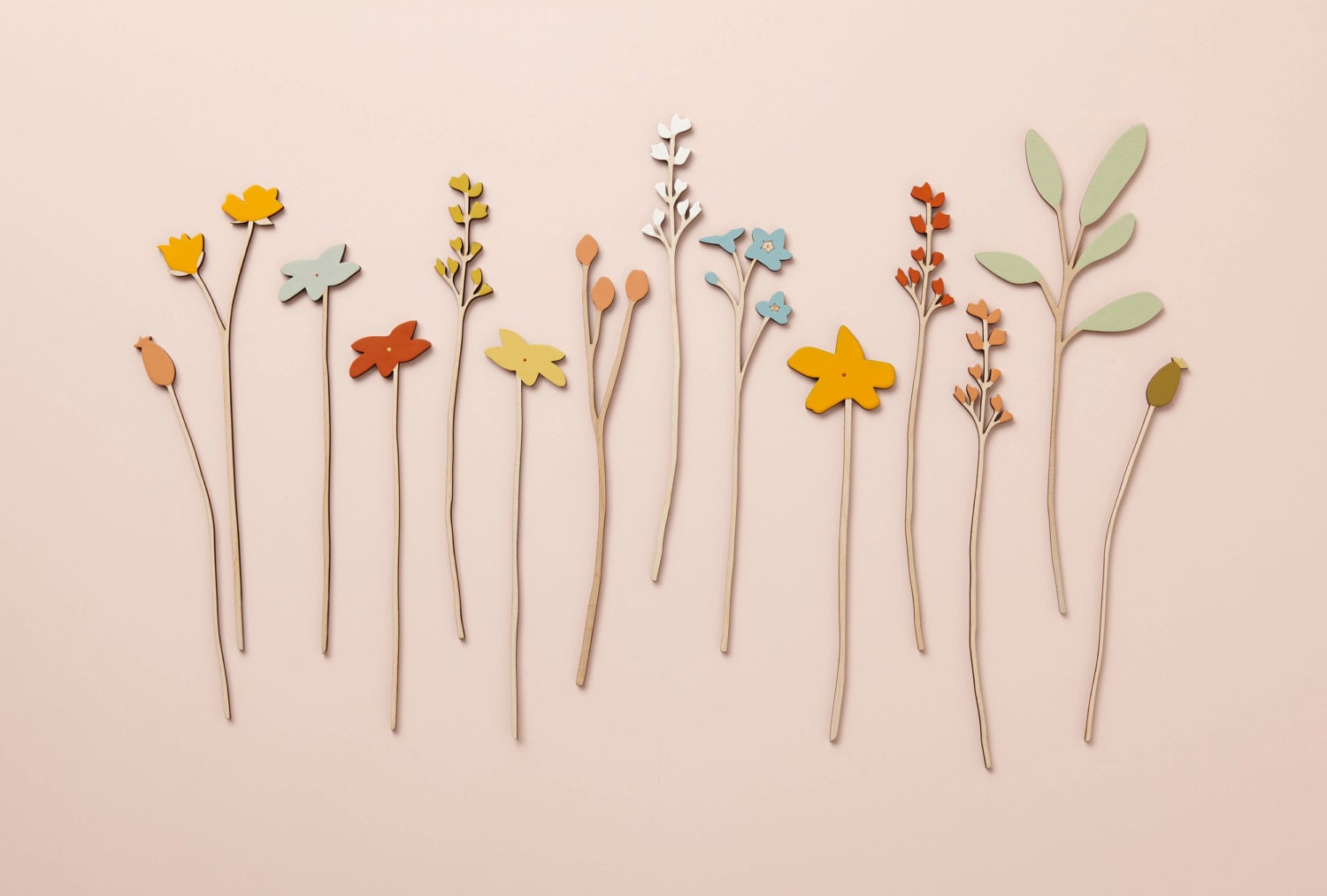 Petites Tiges de Fleurs Individuelles en Bois - Fleurs Contreplaqué Cadeau Saint-Valentin d'annivers