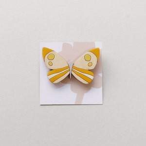 Broche de borboleta - Broche de borboleta de madeira - Brimstone