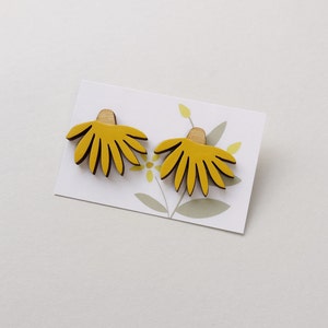 Blumen Ohrringe - Holzblumen Ohrringe - Gänseblümchen