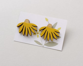 Flower Earrings - Wooden Flower Earrings - Daisy