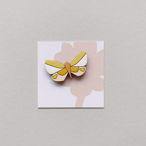 Broche de borboleta - Broche de borboleta de madeira - Mini limão