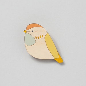 Wooden bird brooch Fieldfare Bird Brooch Gift for Bird Lover image 1