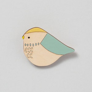 Wooden Bird Brooch - Bluetit Bird Brooch - Bluetit Bird Pin - Teacher gift, School leaving gift for teacher, Teacher thank you gift