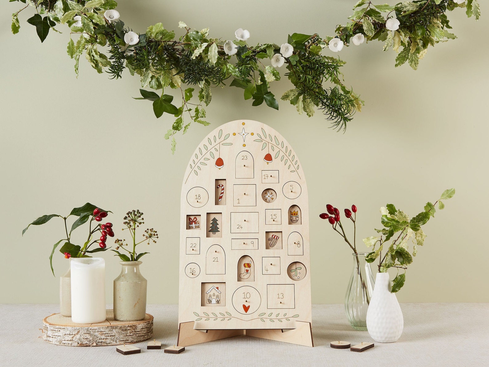 Advent Calendar Heirloom Wooden Advent Calendar Wooden Etsy