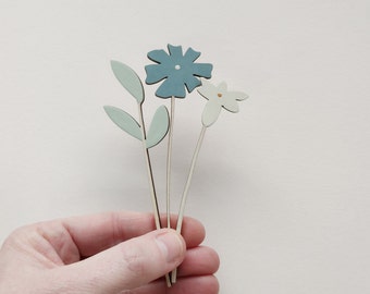 Mini Wooden Flower Set - Posy Wooden Flower Set - Cornflower - Mother's Day Flowers - Mother's Day Gift