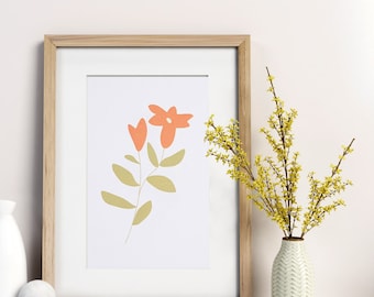 Peach Petal Flower Art Print - Floral Art Print - Botanical Art Print