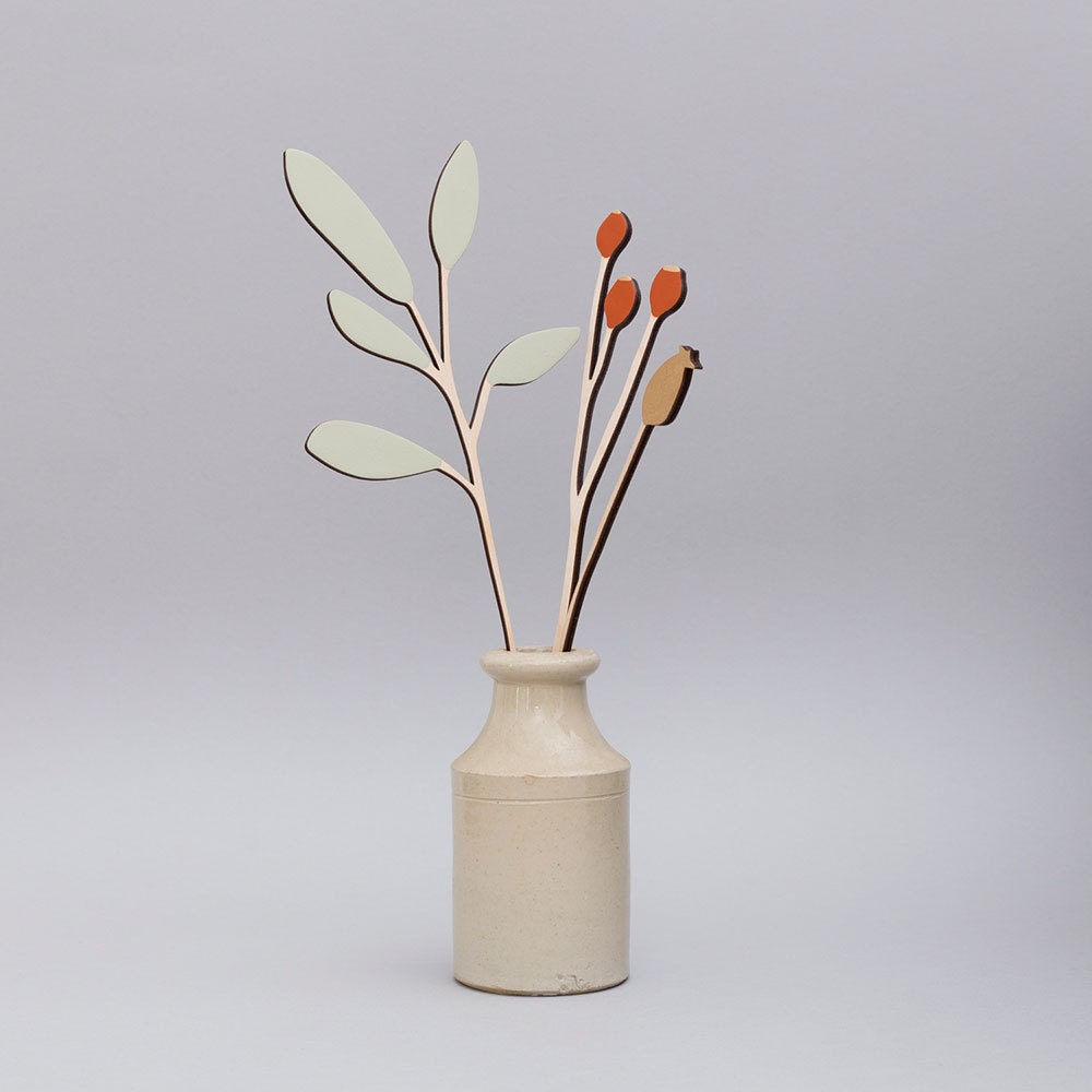 Fleurs en Bois - Fleurs Contreplaqué Ensemble Sauge & Berry