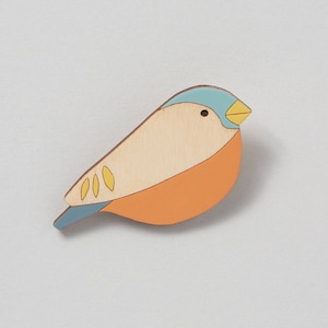 Wooden Bird Brooch - Bullfinch - Mother&#39;s Day Gift