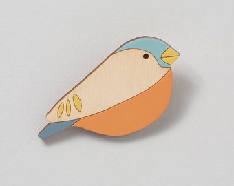 Wooden Bird Brooch - Bullfinch - Mother's Day Gift