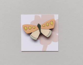 Butterfly Brooch - Wooden Butterfly Brooch - Meadow Peach