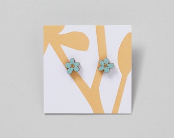 Wooden Flower Earrings - Forget-me-not style - Mother's Day Gift