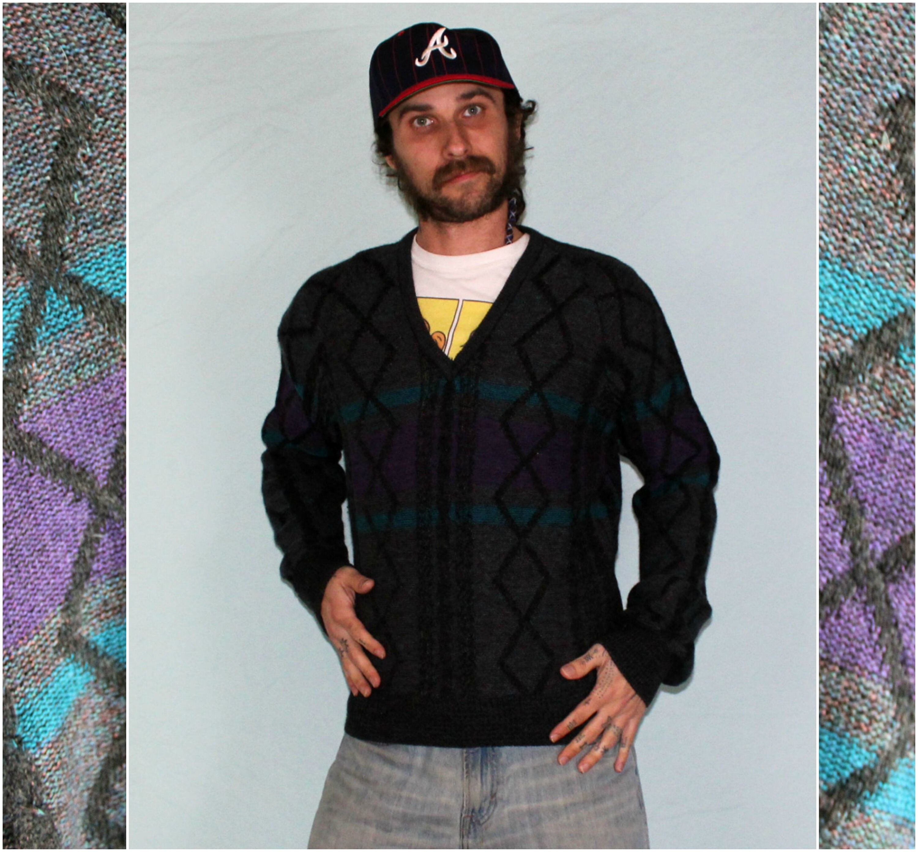 Vintage Pierre Cardin Pullover V Neck Sweater. Mens 80s Argyle | Etsy