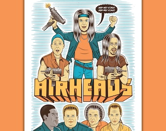 AIRHEADS 18" x 24" Póster serigrafiado / Película / 90s / SNL / Arte / Serigrafía / Sandler / Retro / Serigrafía Chris Farley 1990s