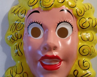 vintage plastic mask 1970s blondie molded plastic halloween mask nos cartoon character blondie and dagwood collectible