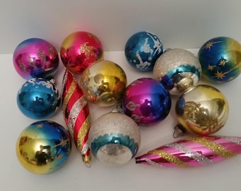 vintage christmas bulbs 1950s blown glass christmas tree ornaments lot of 13 bulbs colorful glitter sparkly christmas tree decor shiny brite - Glass Christmas Bulbs For Decorating vintage christmas bulbs 1950s blown glass christmas tree ornaments lot of 13 bulbs colorful glitter sparkly christmas tree decor shiny brite - Glass Christmas Bulbs For Decorating