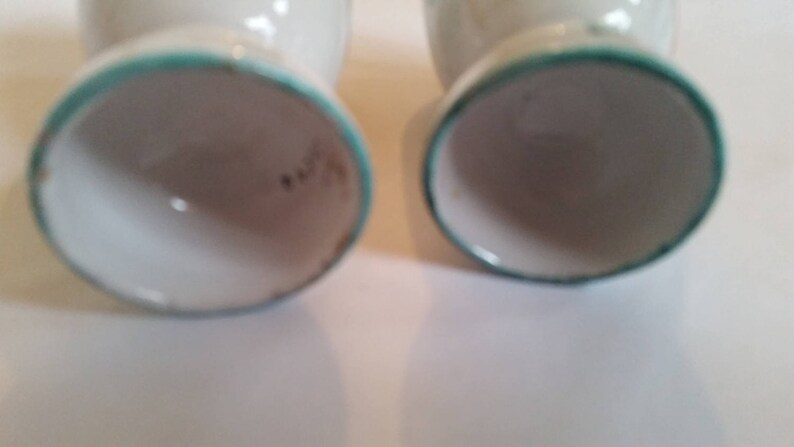 Vintage Egg Cups Rustic Italian Ceramic Egg Holders Pear Design Set of 2 Ceramic Pottery Made In Italy 1980/'s