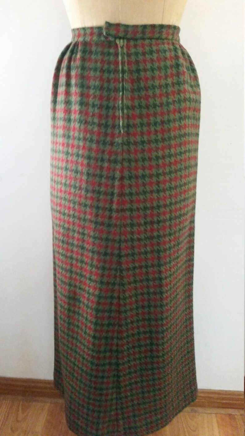 Vintage Mod Maxi Skirt 1970's Wool Blend Green Plaid | Etsy